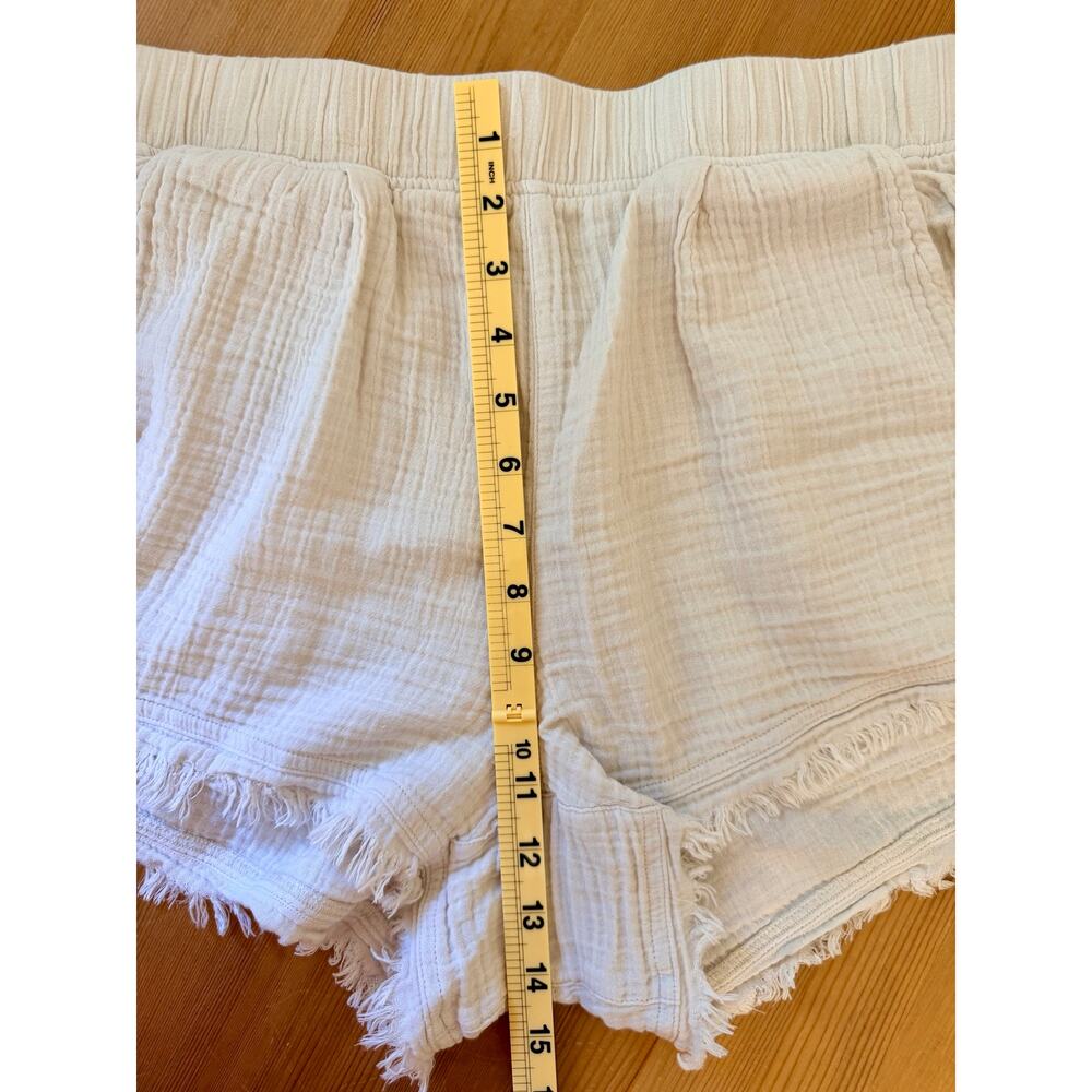Prana Hideaways Shorts Organic Cotton Gauze Ivory Frayed Hem Size Small - Picture 8 of 10